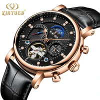 kinyued 2020 tourbillon mechanical watches men luxury fashion brand genuine leather man multifunctional automatic skeleton watch