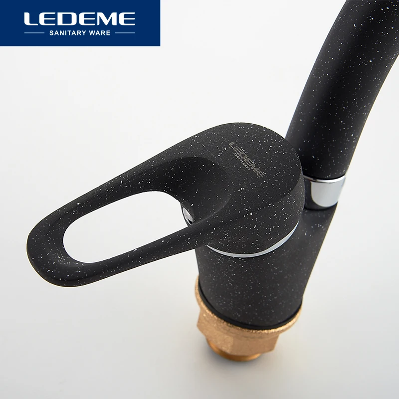 LEDEME черный смеситель для кухни двойной кран раковины кухонный с одним держателем