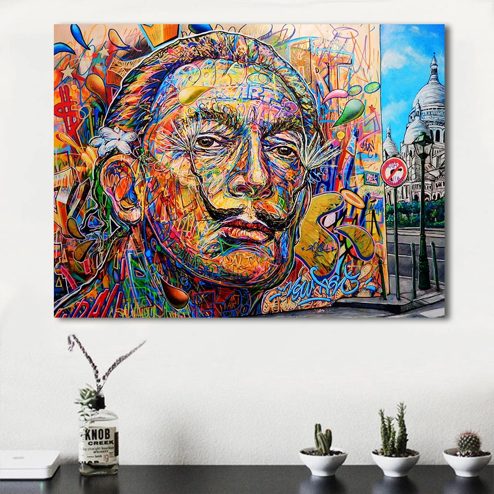 JQHYART современные картины для украшения Сальвадор Дали уличное искусство картина