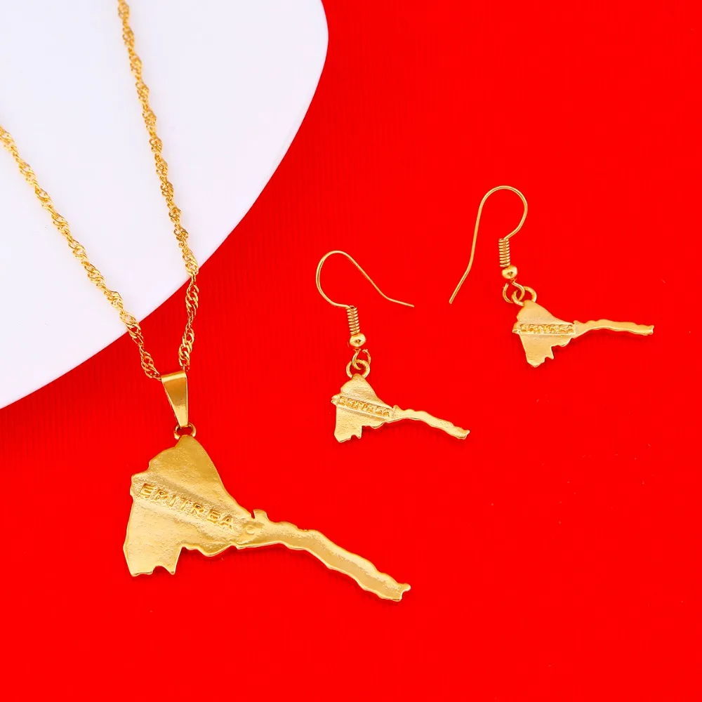 Комплект женских ожерелий с подвеской в виде карты Эритреи ювелирные украшения