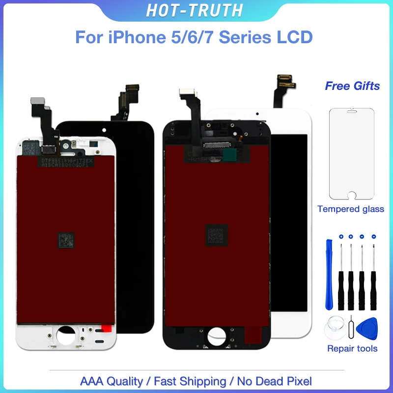 1 шт. высокое качество без битых пикселей пятен ЖК дисплей для iPhone 5 5S 6 s 7 AAA