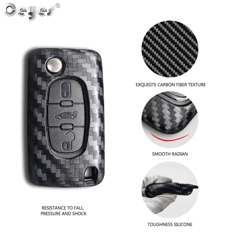 Силиконовый чехол Ceyes для Citroen C2 C4 C5 C6 C8 аксессуары Peugeot 207 407 с 3 кнопками стайлинга
