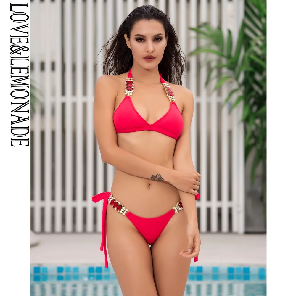Love & Lemonade красный комплект из двух предметов украшенный цветными стразами