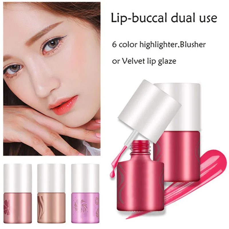 Глянцевая жидкость для губ Губная помада двойного назначения Румяна вода
