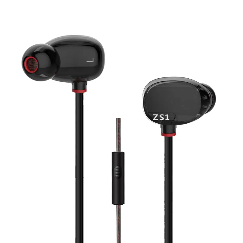 Новинка 2017 года KZ ZS1 наушники двойной драйвер черный гарнитура стерео