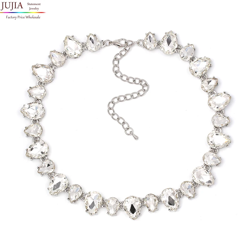 Высокое качество full Crystal Колье Fashion Choker дизайн коренастый Luxury воротник Crystal себе ожерелье для женщин N1409