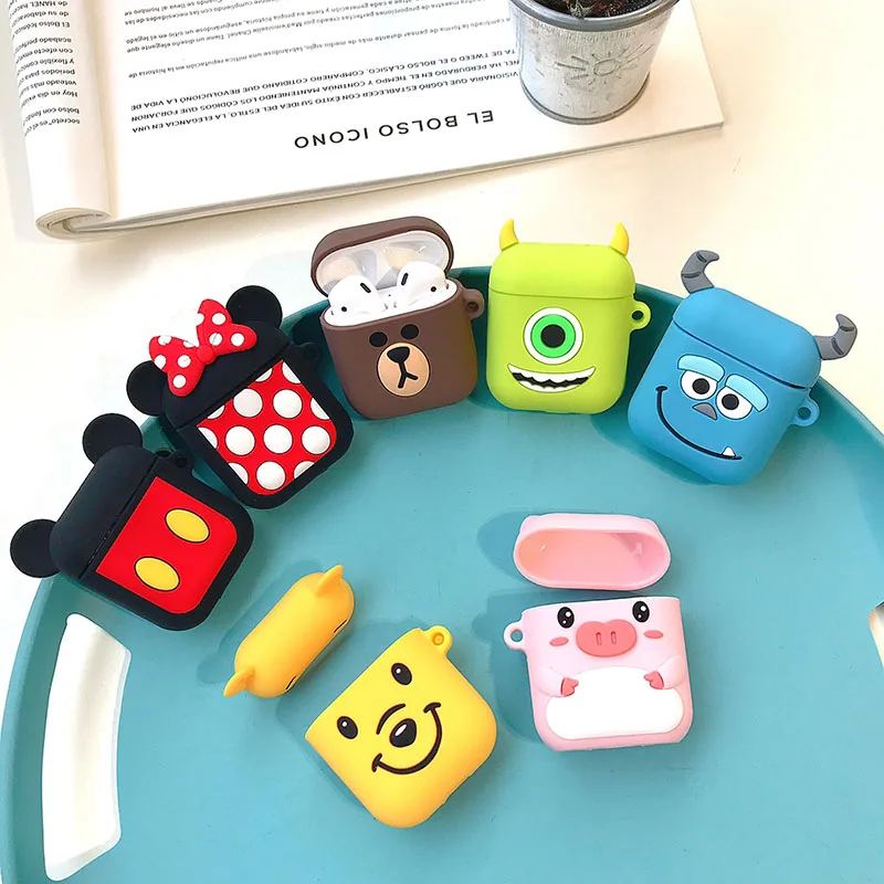 3D мультяшный силиконовый чехол для AirPods, чехол, беспроводной Bluetooth наушник, защитный чехол для Apple Airpods, чехол, милый мягкий