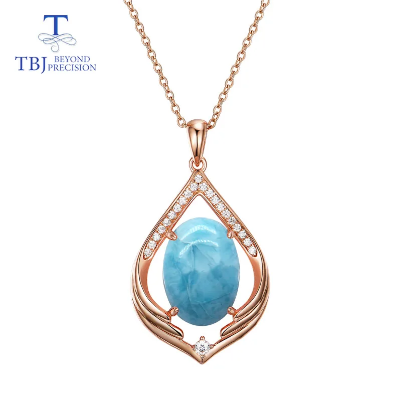 rose color TBJ, натуральный драгоценный камень larimar, простой стиль, подвеска, серебро 925 пробы, хорошее ювелирное изделие для девушки, хороший подарок, как повседневная одежда - Цвет камня: rose color