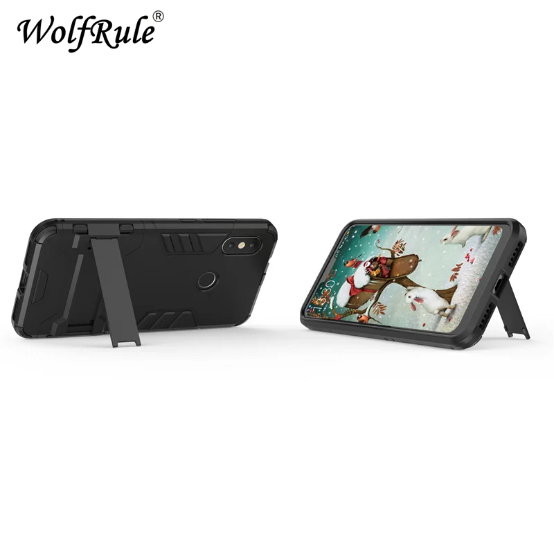 Чехол wolfrole для Xiaomi Redmi 6 Pro резиновый + жесткий пластиковый чехол с подставкой Fundas Mi