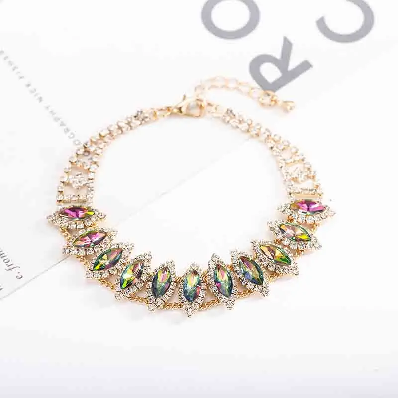 gold multicolor YFJEWE Кристалл лошадь глаз свадебные браслеты для женщин свадебные ювелирные изделия браслеты браслет модные аксессуары B218 - Окраска металла: gold multicolor