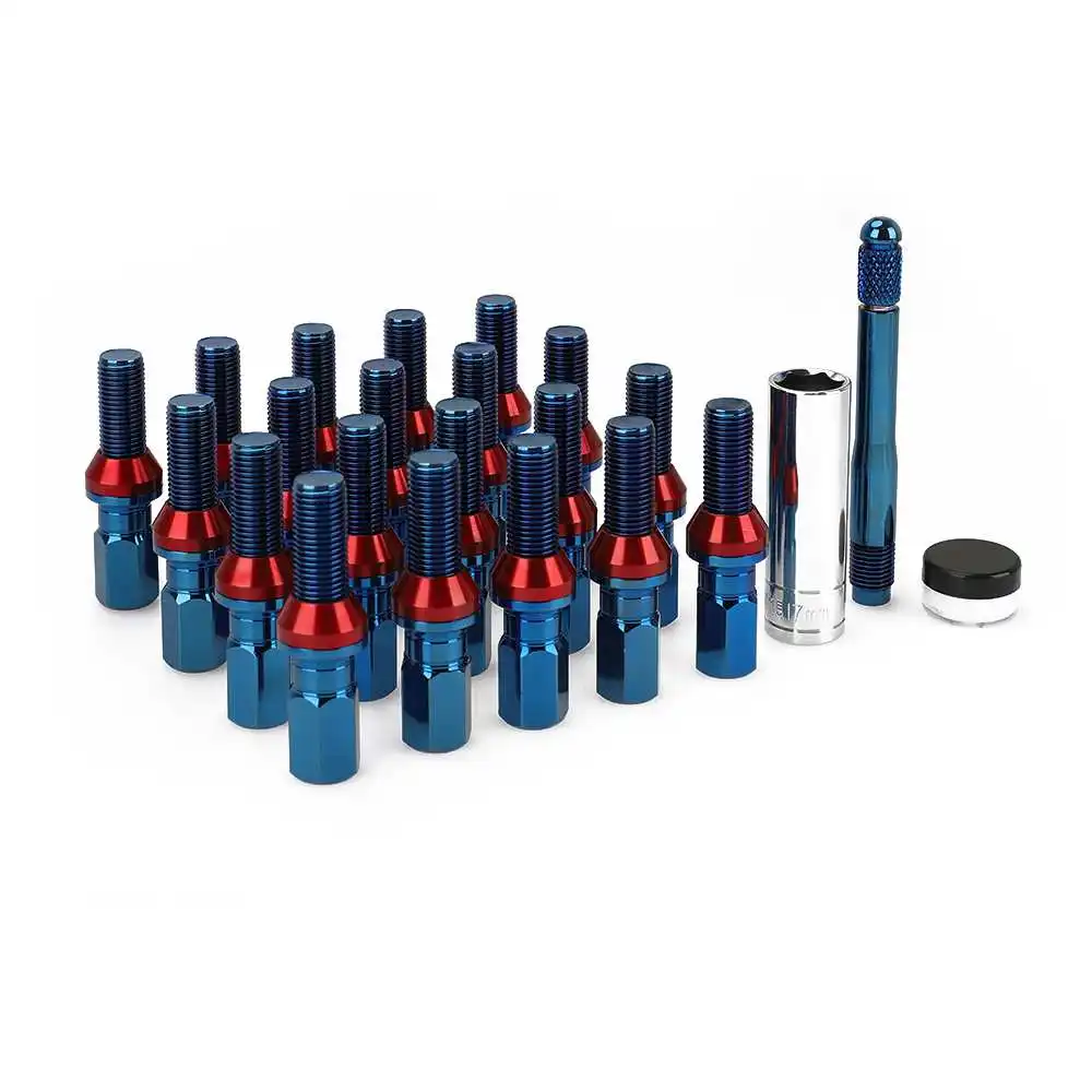 Bluing color 20 штук/упаковка с коническим отверстием сиденья кресла безопасности, Автомобильные Колесные Болты серьги-гвоздики колесные гайки для M14x1.5 M14x1.25 M12x1.5 M12x1.25 YC101472-YC101475 - Название цвета: Bluing color