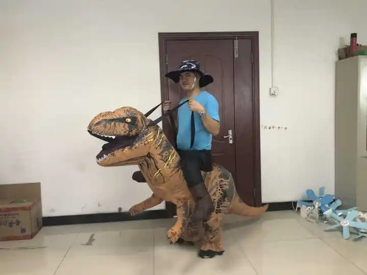 T-REX Динозавр Надувные костюм для карнавала день взрослых маскарадный костюм для Хэллоуина для Для мужчин; для женщин
