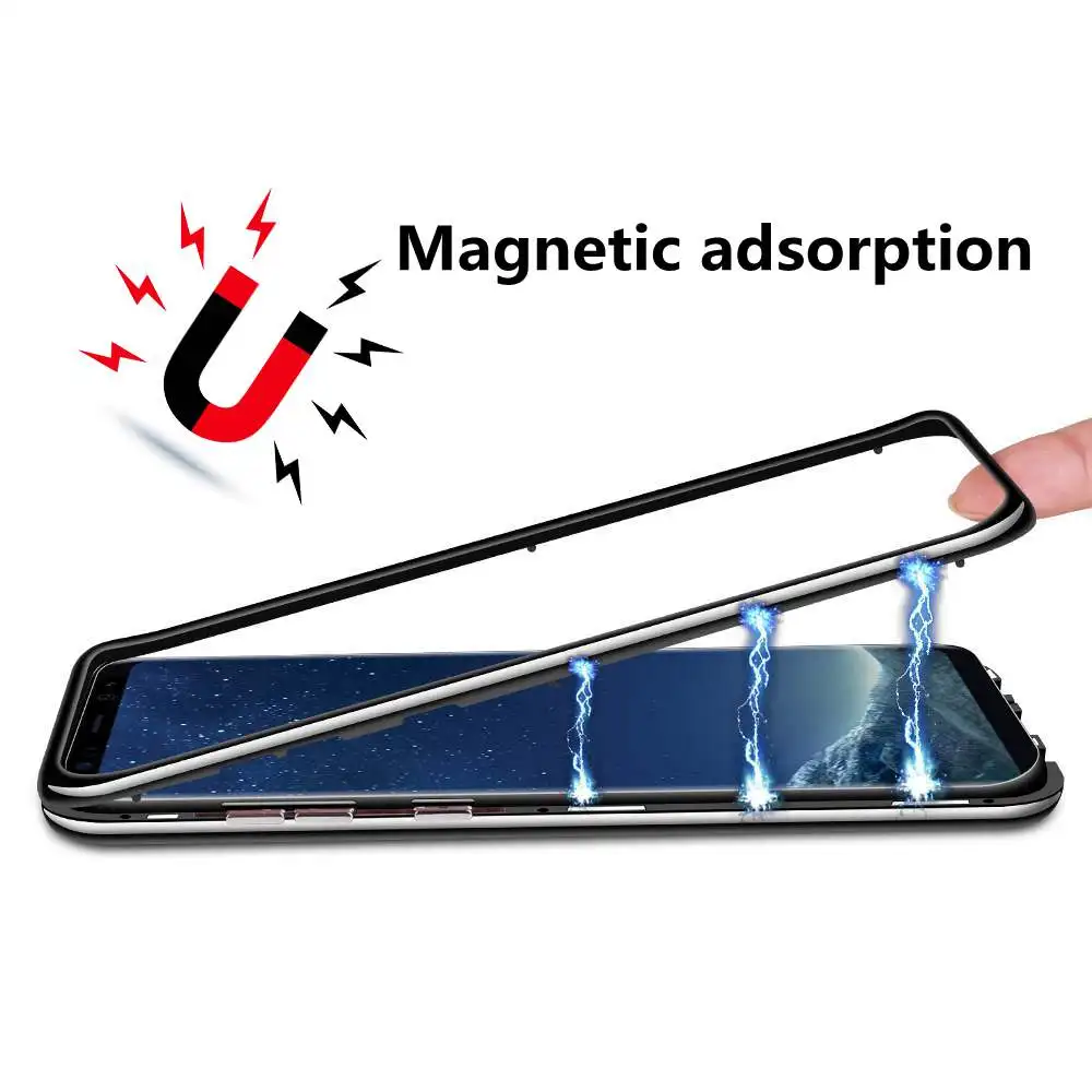 360 полная защита Магнитный чехол для Samsung Galaxy S7 edge S8 S9 Plus с магнитной адсорбцией