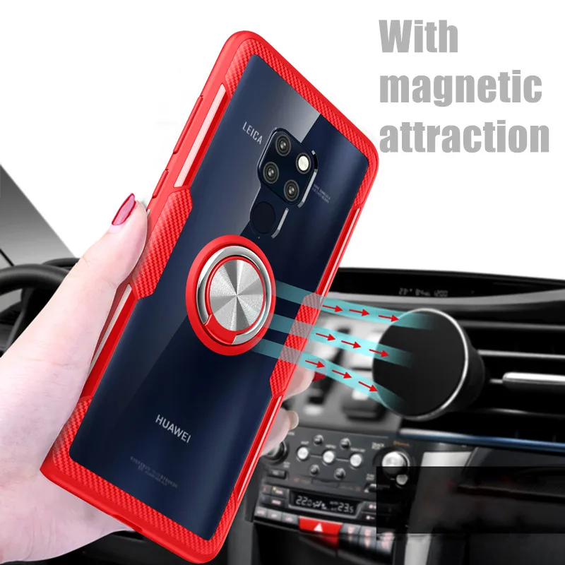 Tempered Glass Case For Huawei Mate 20 X 9 10 Pro 30 P20 Lite Finger Ring Transparent Shockproof Cover |