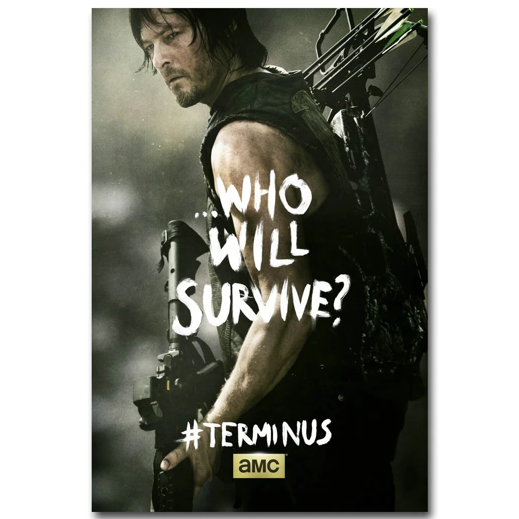 The Walking Dead Art Шелковый тканевой плакат с принтом 13x20 24x36 дюймов ТВ серии картина для комнаты украшения стен Рик Дэрил 040 - Цвет: Лиловый
