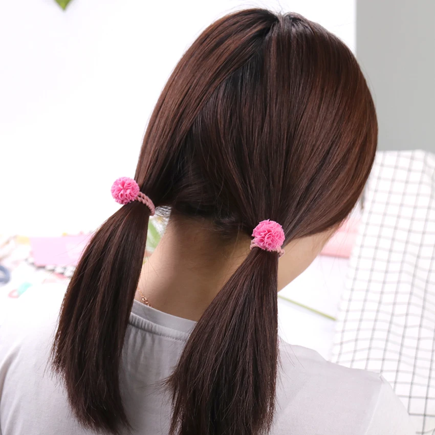 2PCS Cute Little Girls Hair Ties Ball Elastic Hair Band For Kids Hair Ropes Hair Accessories