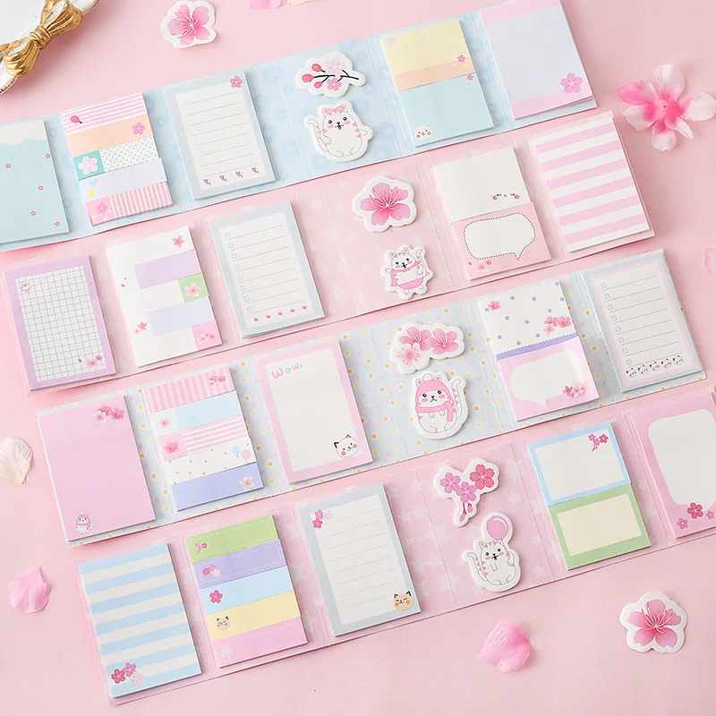 Kawaii Cherry blossoms cat 6 складной блокнот для заметок N Times Sticky Notes memo закладки для блокнота подарок Bullet Journal канцелярские принадлежности
