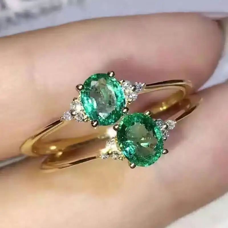 Женское кольцо из серебра 925 пробы с изумрудом 4 Х6 мм|fine jewelry|colombia emeraldgemstone jewelry |
