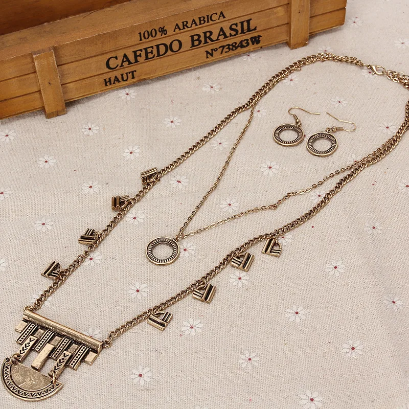 Урожай Ретро Многослойных Ожерелье Цепь Подарок Богемия Макси Chocker Золото