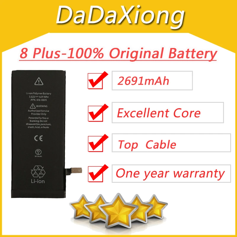 

1pcs/Lot DHL Real Capacity Top Protection Board 2691mAh Battery For iPhone 8 Plus 100% Original Replacement Repair Parts