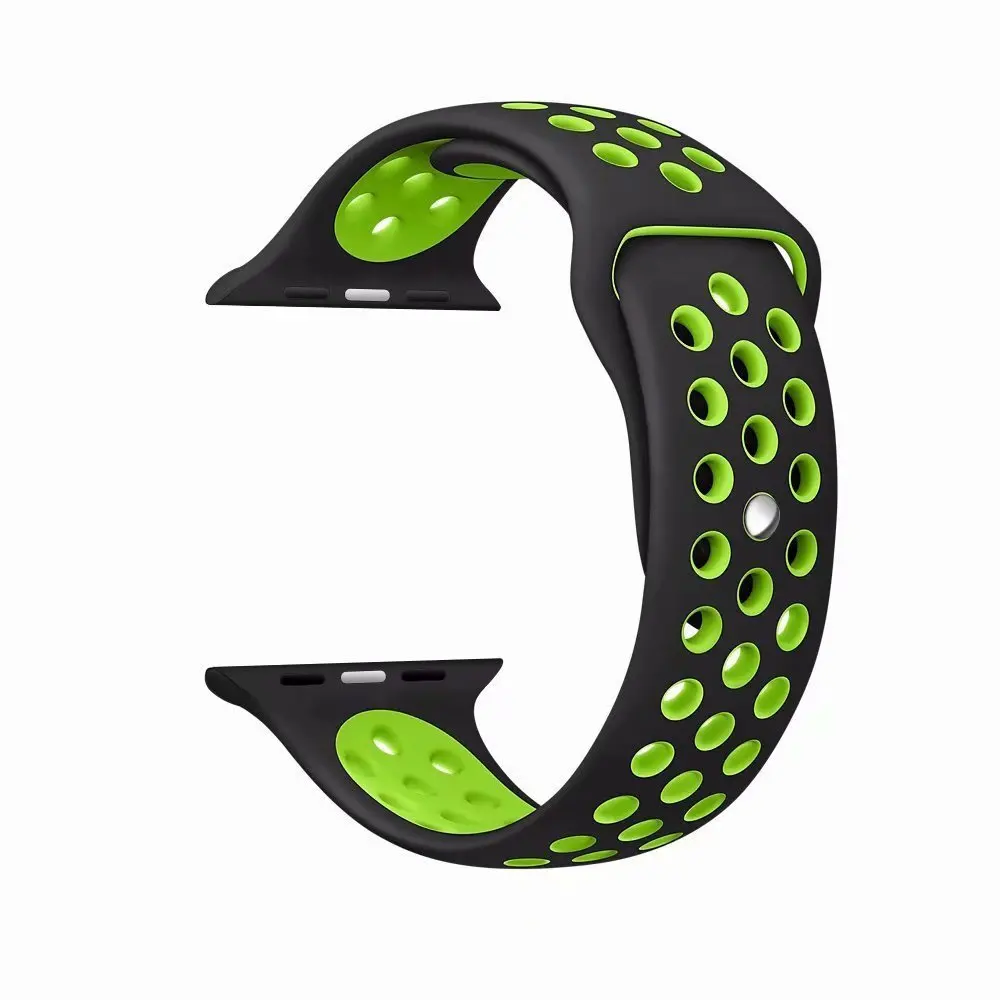 10 шт./лот силиконовые спортивные дышащий ремешок для наручных часов Apple Watch Смарт i-Watch 38/40/42/44 мм с ремешком 1/2/3/4G браслет