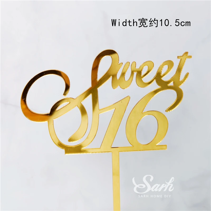 Золотистый Топпер для торта Сладкий 16 восемнадцати блестящий подарок на день