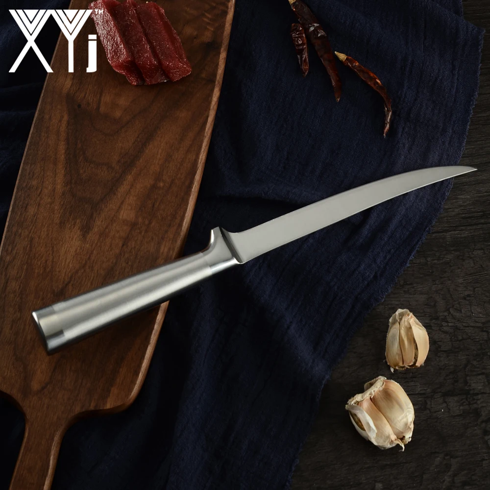XYj Kitchen 8pcs Stainless Steel Knives Set 8 inch Knife Stand Boning Santoku Knives Fish Sushi Japanese Style Cooking Tools