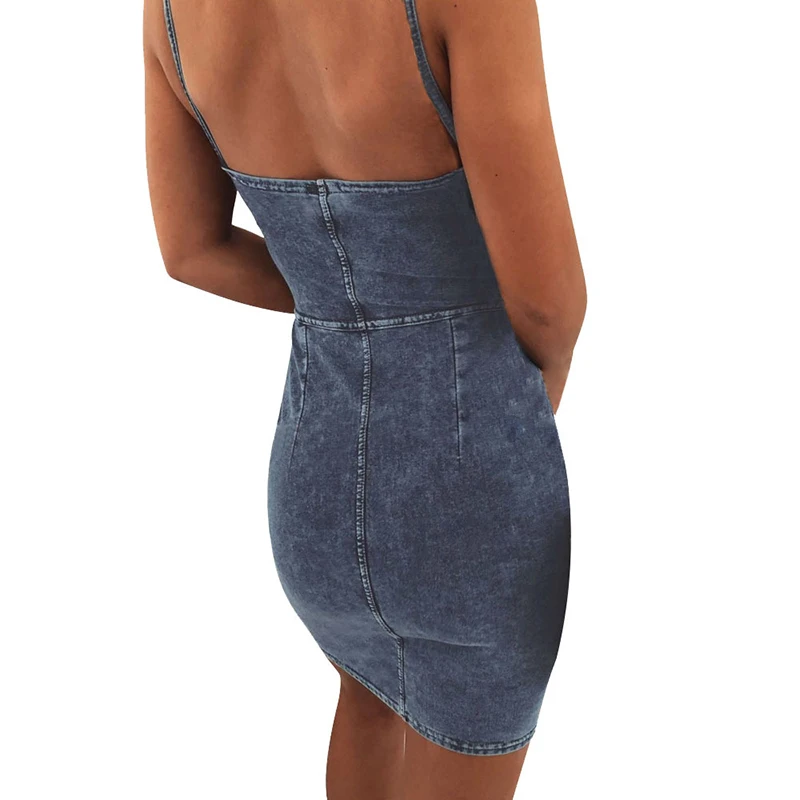 Летнее платье из джинсовой ткани сексуальное женское облегающее вечернее