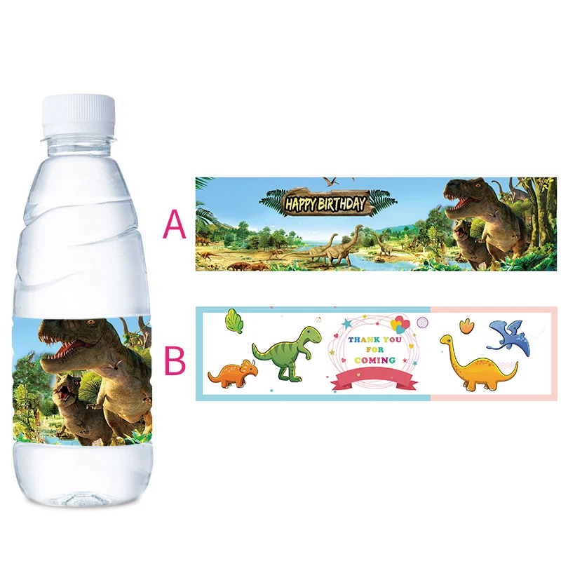 

12pcs Children Kids Dino Dinosaur Cartoon Water Bottle Labels Stickers Birthday Party Decoration