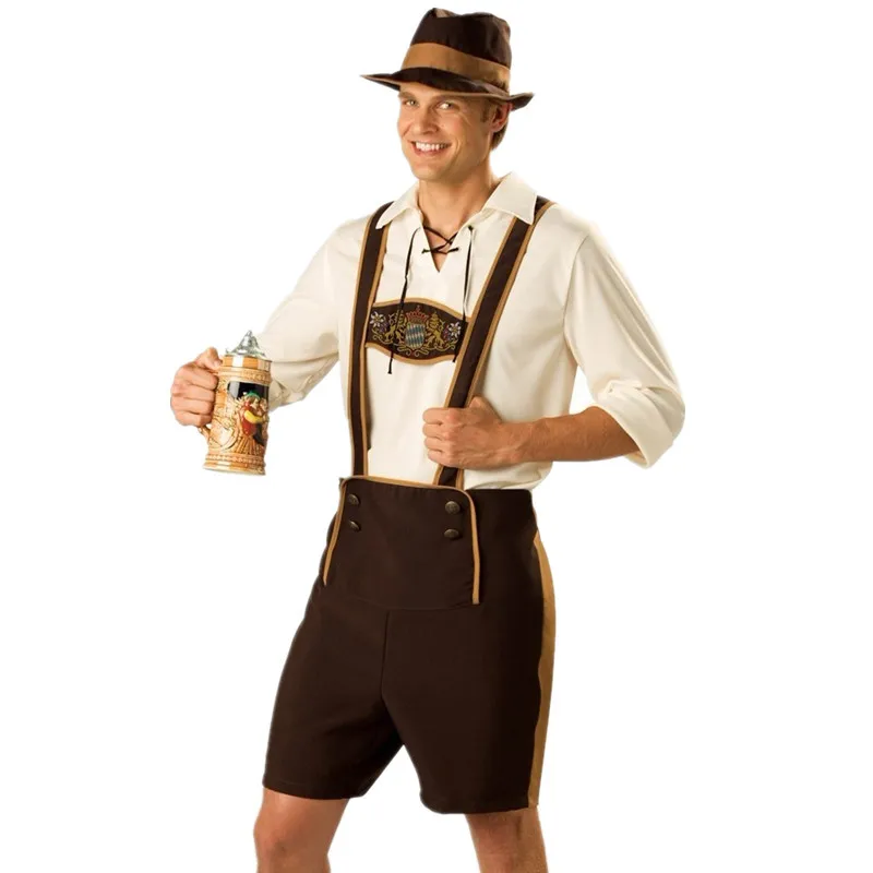 Mens Oktoberfest beer Costume Lederhosen Bavarian German Festival Beer Costumes Party Carnival Halloween Outfit