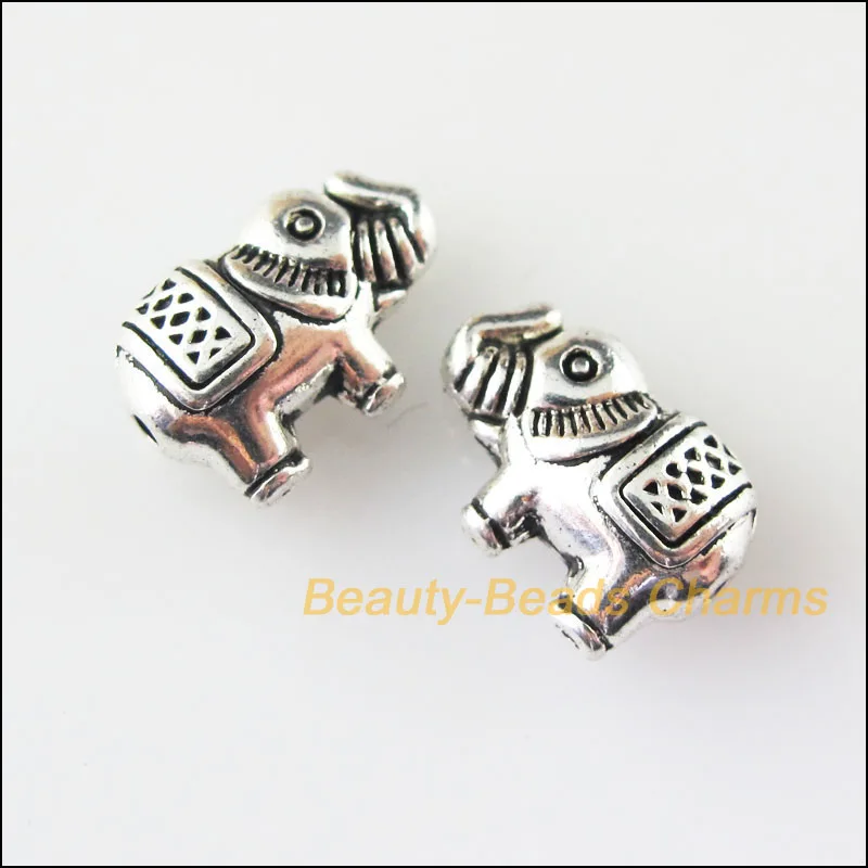 Новый 20 шт. Тибетский серебристый цвет животных Проставка в виде слона бусины
