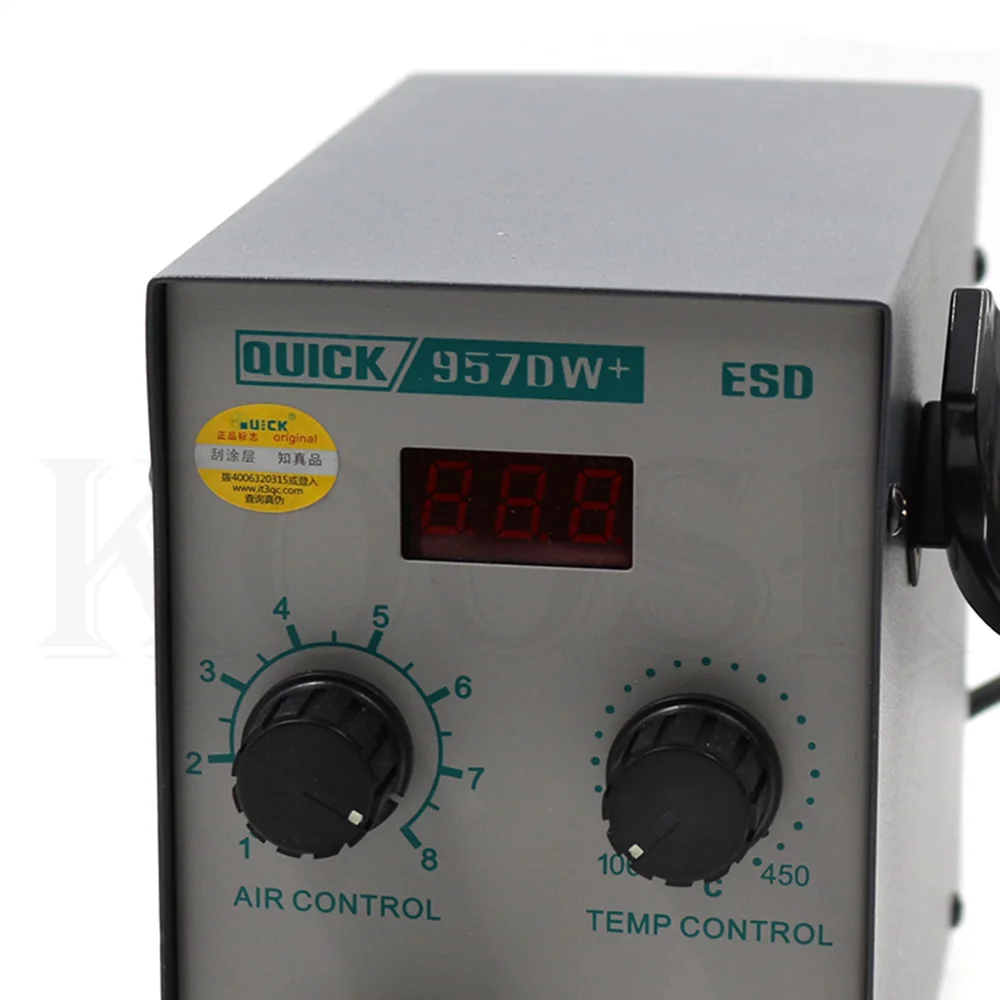 Новейшая модель; 220V быстрая 957DW+ светодиодный Дисплей Регулируемая горячий воздух Тепловая пушка с винтовой Ветер 400 Вт SMD паяльная станция с 3 воздушные сопла