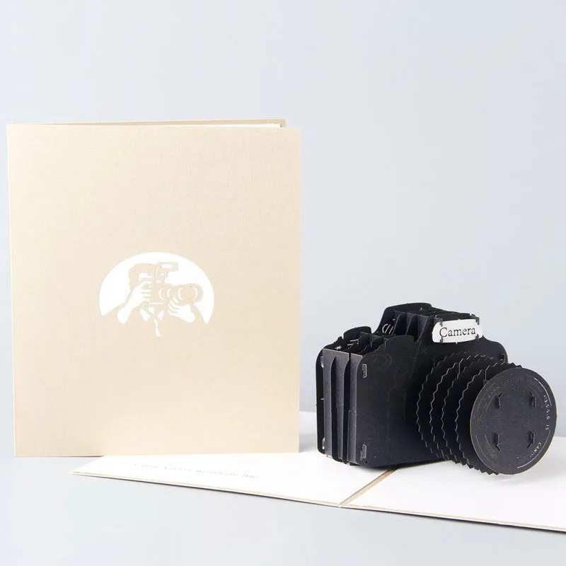 3D лазерная резка ручная резьба черная камера бумажные приглашения открытки