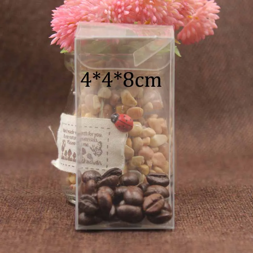 10 шт. 4*4*8 см Прозрачная ПВХ коробка прозрачная пластиковая Свадебная конфетная
