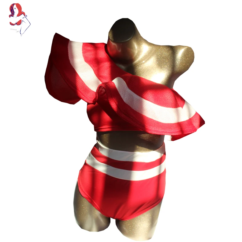 Учиха LQ сексуальный из двух частей купальные костюмы для девочек плечо белая