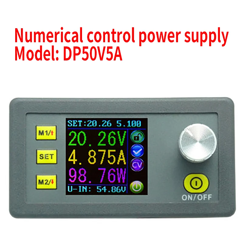 DP50V5A цифровой контроль DC источник питания Регулируемый понижающий модуль Встроенный Вольтметр Амперметр цветной экран 50 в 5A