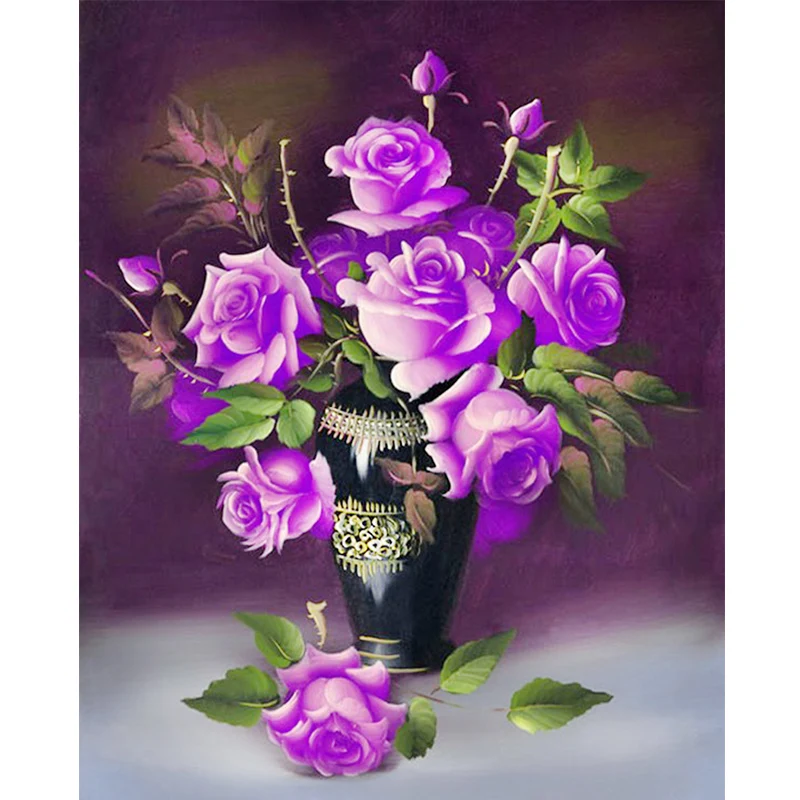 NAIYUE Purple Rose Flowers Full Diamond Painting Plastic Crafts Home Decor Mosaic Embroidery Cross Stitch 5D Handwork Diy Gift | Дом и сад