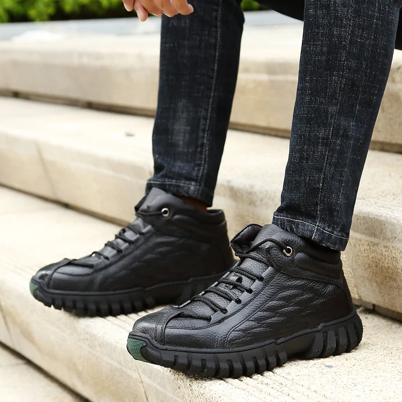 Мужские зимние меховые плюшевые супер теплые ботинки для взрослых мужские