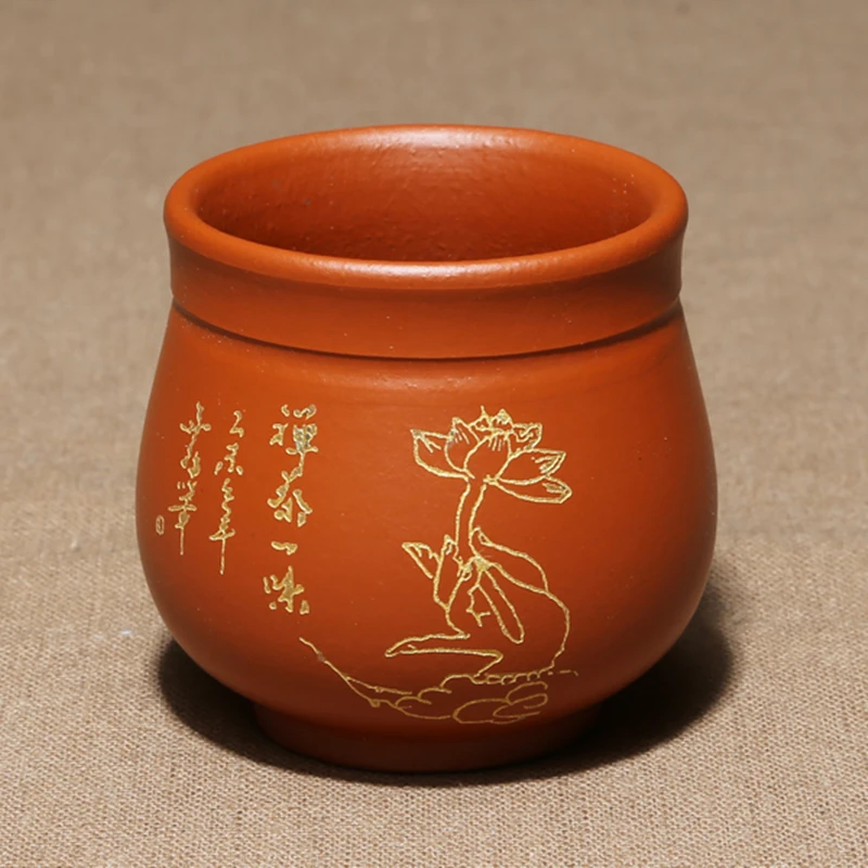 

2pcs/lot 50ml tea cup real yixing zisha tea cup handmade carved marked zhuni red clay cup of tea original ore tea cup in China