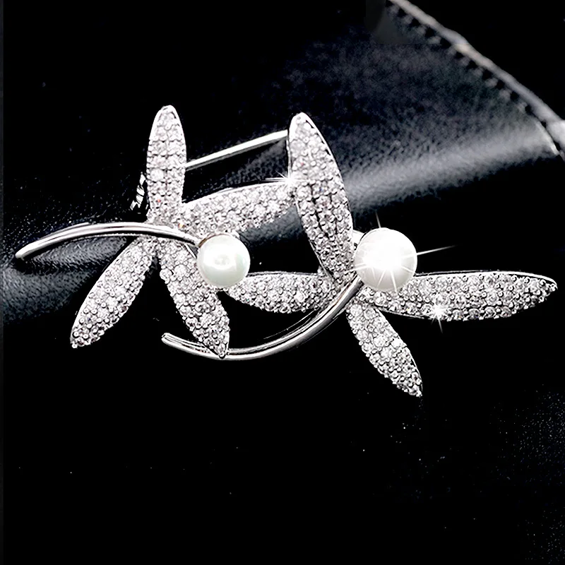 Винтажные двойные блестящие белые жемчужины серебряные булавки женские подарки