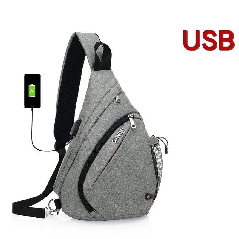 Нейлоновый рюкзак на одной лямке с USB портом для зарядки|Беговые сумки| |