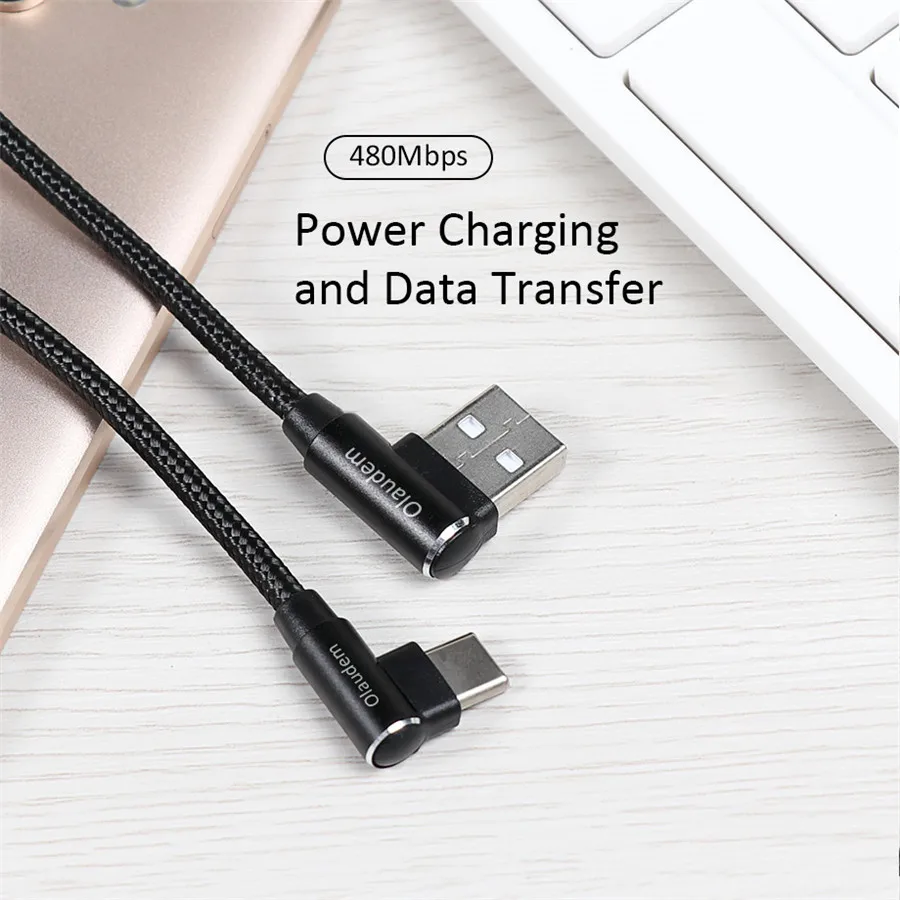 Шейные скобки... плетеный нейлоновый 90 градусов кабель USB C для huawei P10 Быстрая