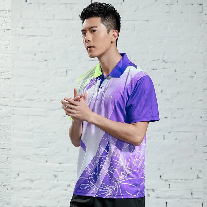 Man 1 shirts Новые быстросохнущие рубашки для бадминтона для мужчин/мужчин, одежда для бадминтона, рубашки для настольного тенниса, теннисные рубашки, спортивные футболки 2621 - Цвет: Man 1 shirts