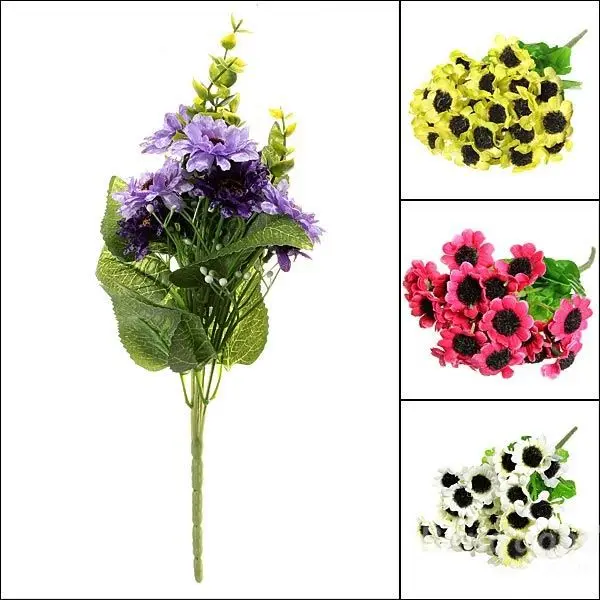 Hot Deal 1 Bouquet Artificial Sunflower Silk Flower Home Garden Decoration |
