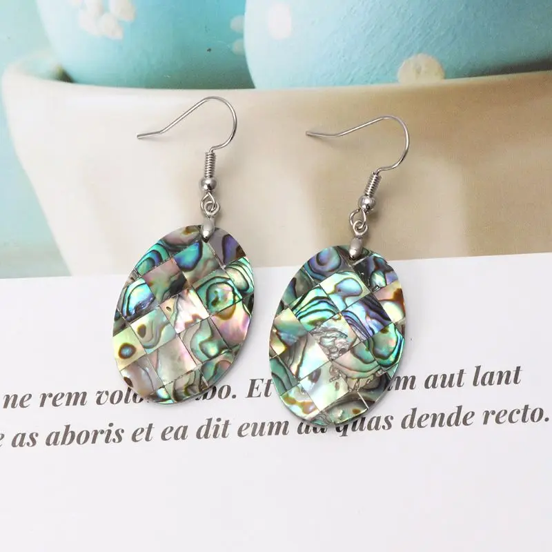 Женские Висячие серьги Крючки из натурального ракушка Paua Abalone модные ювелирные