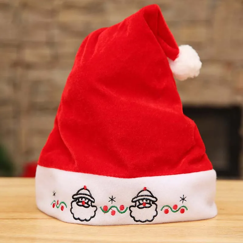 High Quality Thick Gold Velvet Embroidery Adult Christmas Hats Decorations for Home Party New Year Celebrations 10E | Дом и сад