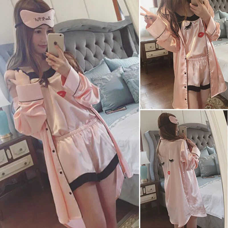 2019 Comfortable Home Service Three Sets Eyelashes Curved Eyes Blink Pajamas NEW | Женская одежда
