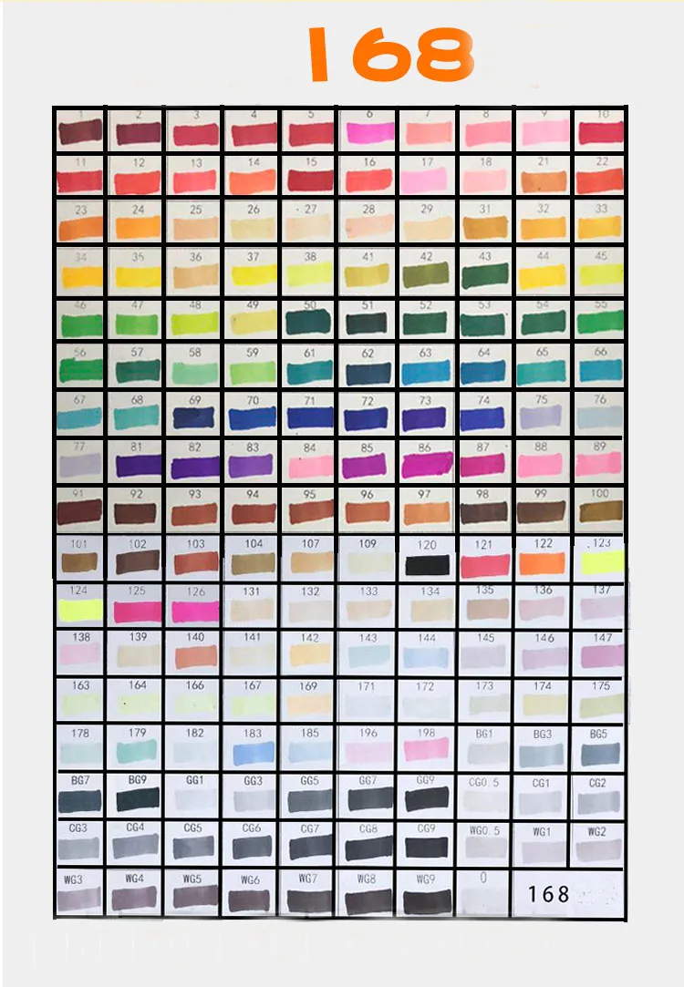 1 box of 6 sets of 168 colors sketch marker oily art Double-headed art supplies markers drawing markers set manga