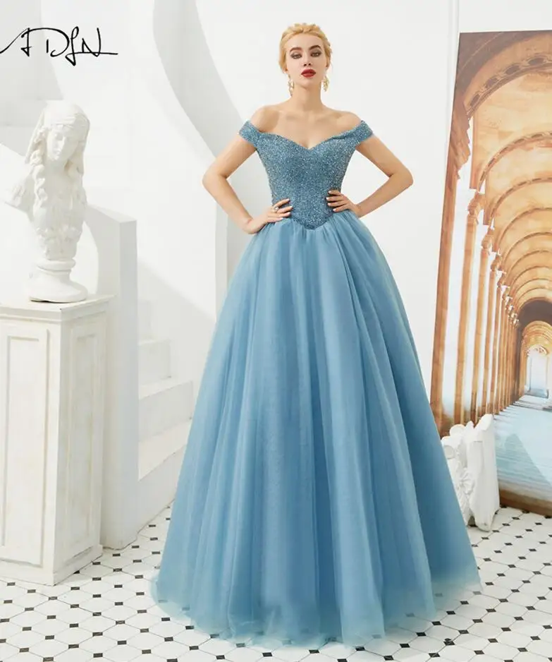 picture color ADLN элегантное бальное платье с открытыми плечами пышные платья Роскошные Кристаллы платье для светской львицы Новое синее маскарадное платье - Цвет: picture color