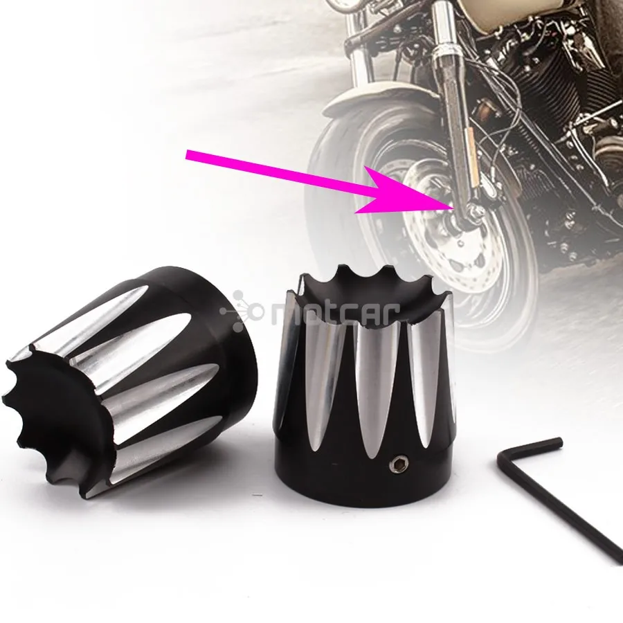 

1set Black Aluminum Motorcycle Front Axle Cover Nut Cover Bolt For Harley Softail Dyna Fatboy FXS Sportster 72 48 XL CVO